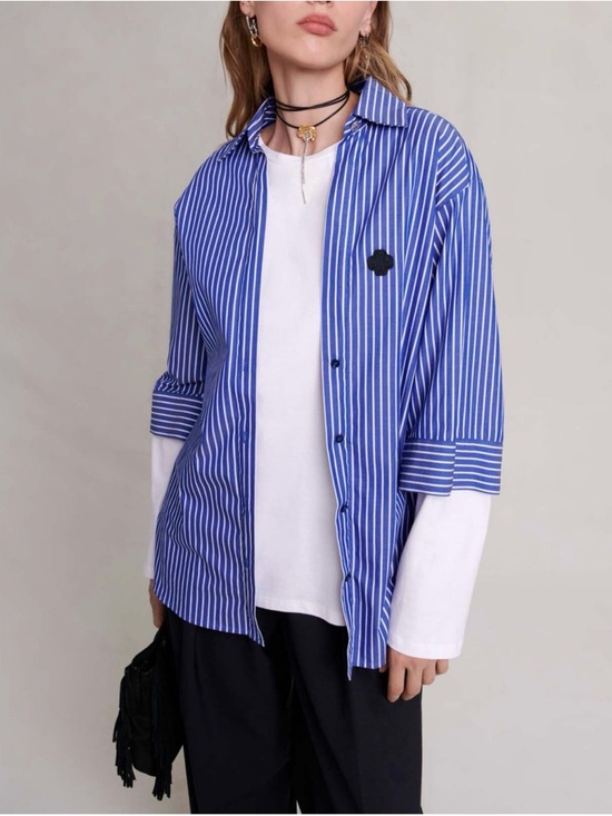 Maje Tops - Maje two way Blue and White Striped Shirt